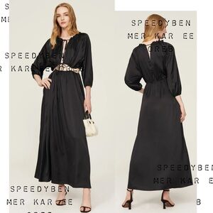 Area Stars Black Satin Cutout Maxi Dress Small